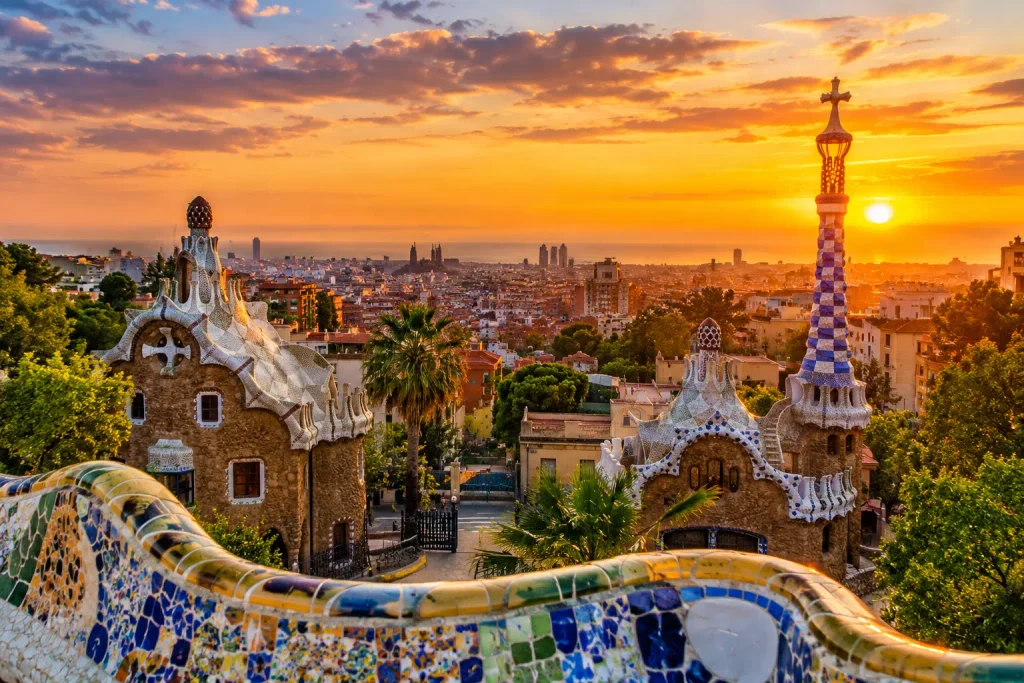 Park Güell Sunset Over Barcelona